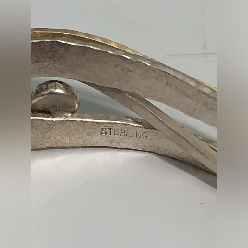 Vtg sterling silver Two Tone cuff bracelet women 28g - Picture 8 of 15